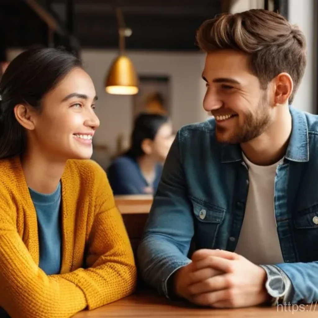 행복한 사람들의 의사소통 능력 - **Active Listening and Empathy in a Cozy Setting:** A bright, high-resolution, realistic image of tw...