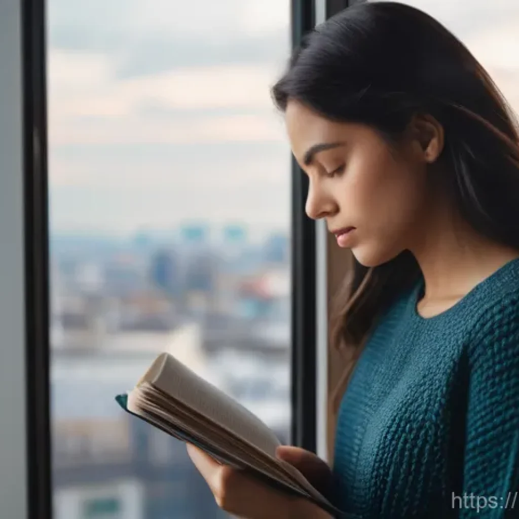 행복을 위한 감성적 자아 찾기 - A woman, appearing initially overwhelmed and lost, stands amidst a bustling, slightly blurred modern...
