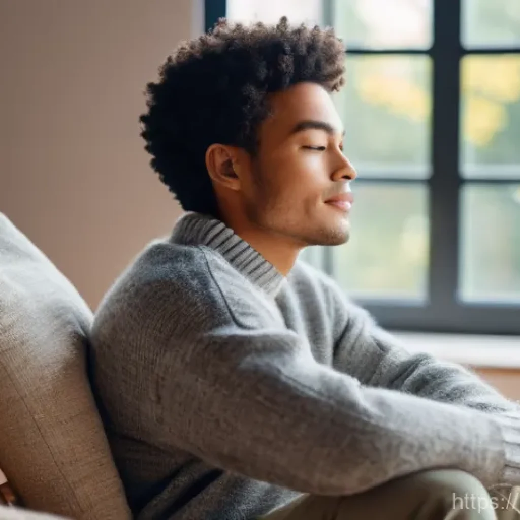 행복을 위한 스스로를 칭찬하는 방법 - **Prompt:** A serene and warm indoor setting. A person, looking comfortably dressed in soft, casual ...