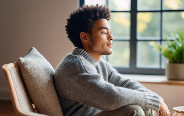 행복을 위한 스스로를 칭찬하는 방법 - **Prompt:** A serene and warm indoor setting. A person, looking comfortably dressed in soft, casual ...