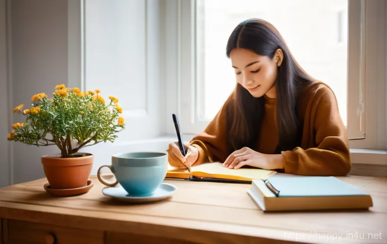 행복을 위한 스스로를 칭찬하는 방법 - **Prompt:** A person, fully clothed in smart casual wear suitable for an everyday office or home env... 행복을 위한 스스로를 칭찬하는 방법 - **Prompt:** A person, fully clothed in smart casual wear suitable for an everyday office or home env...